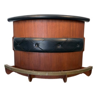 Mid 20th Century Modern Tufted Vinyl and Brass Dry Bar For Sale