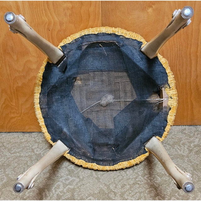 Vintage French-Style Upholstered Vanity Stool With Cabriole Legs For Sale - Image 11 of 12