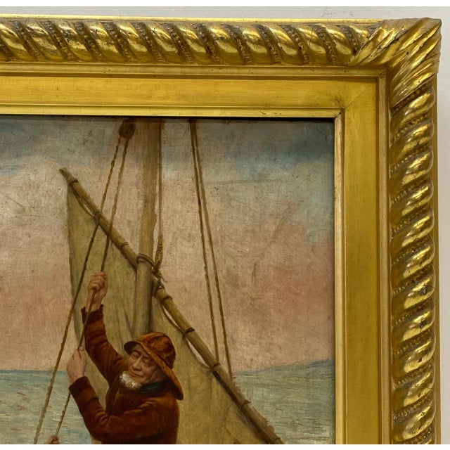 Late 19th Century 19th Century Georges Jean Marie Haquette "Fishermans Daughter" Original Oil Painting W/Print For Sale - Image 5 of 12