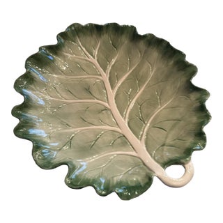 Vintage Majolica Fitz and Floyd Classics Lettuce Leaf Serving Platter For Sale