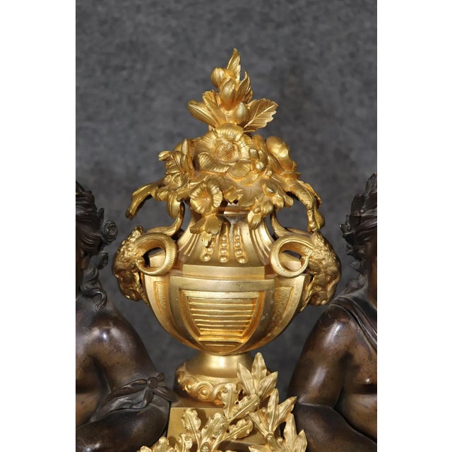 19th Century French Louis XV Style Bronze Figural Clock Set by Milliard Paris For Sale - Image 12 of 18