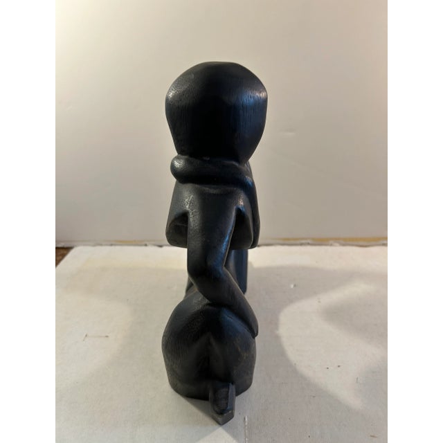 1970s Abstract Hand Carved Wood Sculpture Signed For Sale - Image 4 of 10
