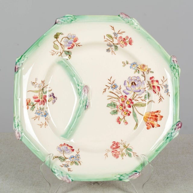 Longchamp French Majolica Asparagus Plates and Serving Set For Sale - Image 10 of 13