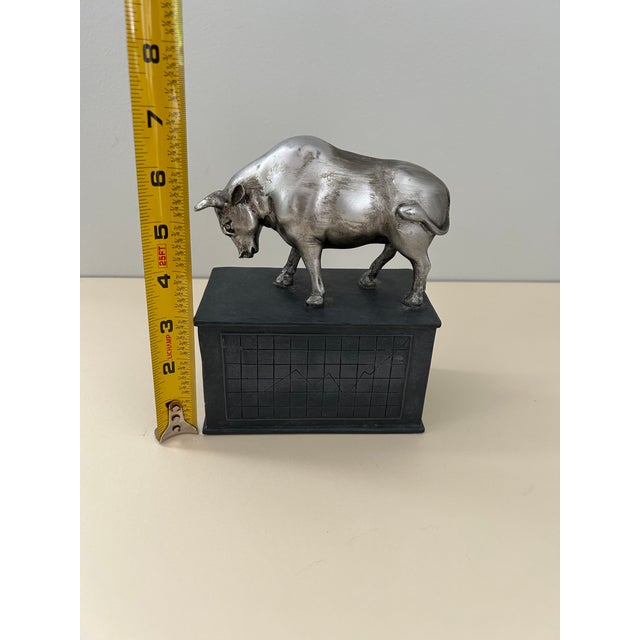 Vintage Bull & Bear Stock Market Bookends, Silver-Tone Metal For Sale - Image 10 of 15