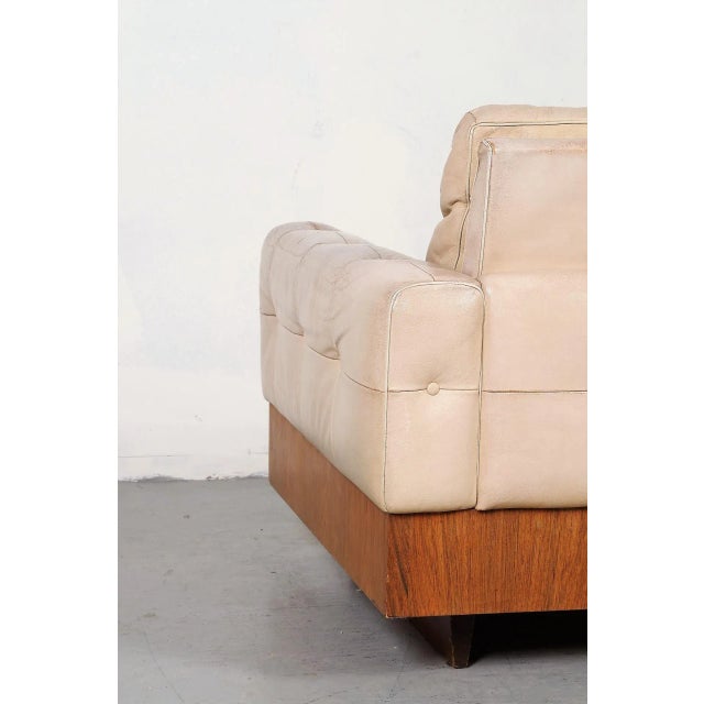 Beige Vintage Rosewood & Leather Club Chair For Sale - Image 8 of 15