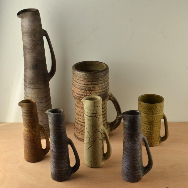 Mid-Century Modern Mid-Century Ceramic Studio Vases in Muted Colors, Set of 7 For Sale - Image 3 of 18