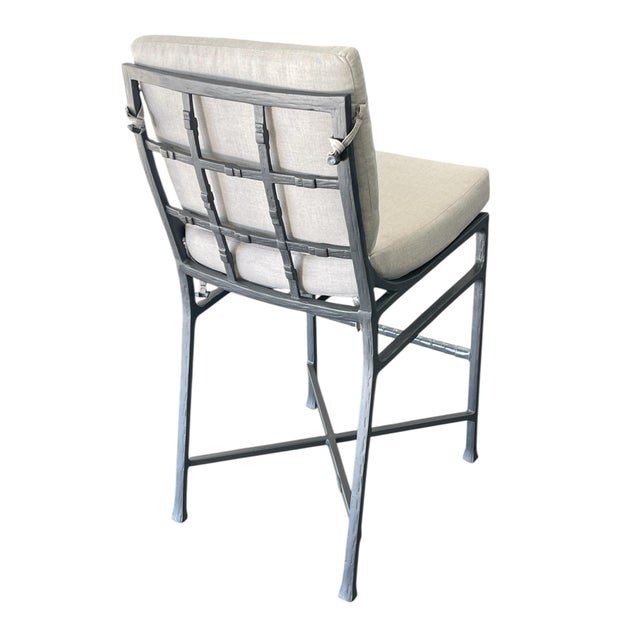 Castelle Marquis Aluminum Patio Barstools- Set of 3, Outdoor Bar Stool For Sale - Image 4 of 12
