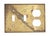 Vintage brass switch wall plate with a duplex outlet and two gangs. The original mounting screws are not available. Good...