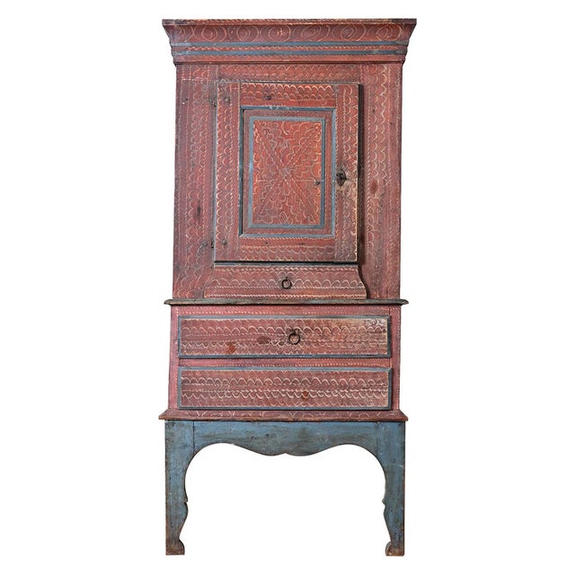 Swedish 18th Century Painted Cabinet on Stand For Sale - Image 12 of 12