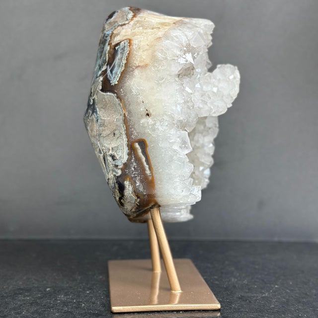 15th Century & Earlier Large White Quartz Sculptural Specimen on Custom Metal Stand For Sale - Image 5 of 10