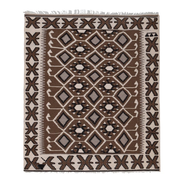 Vintage Turkish Kayseri Kilim Rug 3'10" X 4'7" For Sale