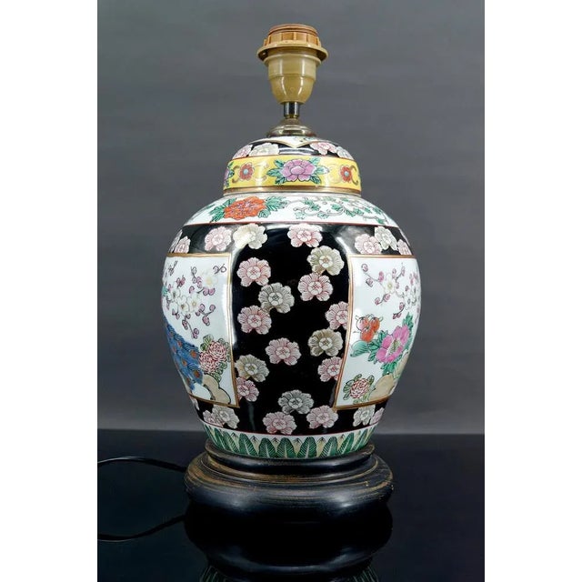 Chinese Porcelain Lamp Decorated with Flowers and Peacocks, 1890s For Sale - Image 5 of 6