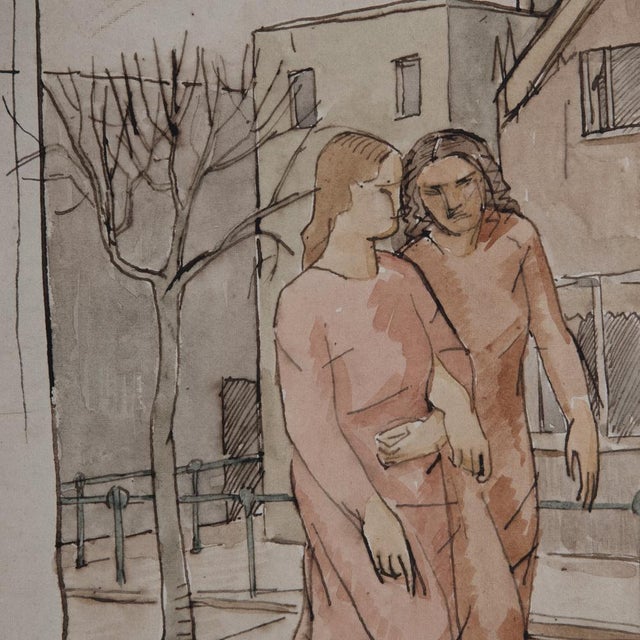 Carlo Carrà, Figurative Scene, Early 1900s, Watercolor For Sale - Image 4 of 8