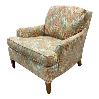 Mid Century Lounge Chair - Missoni Style Upholstery For Sale