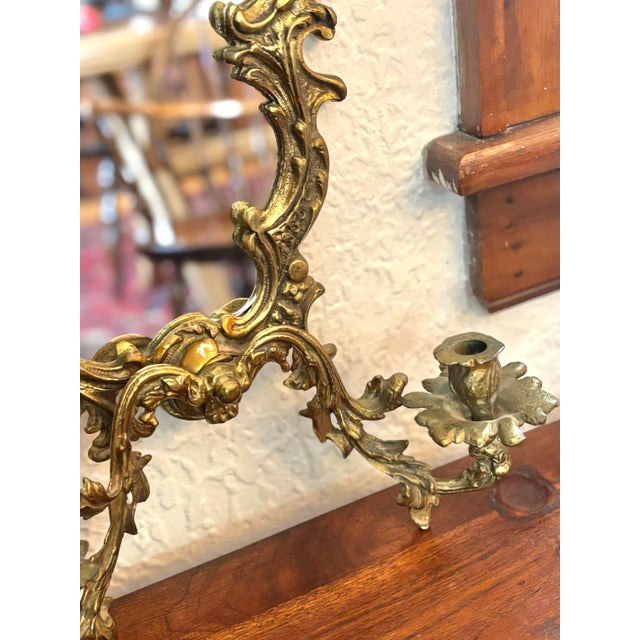 Mid 20th Century French Rococo Brass Girandole Mirror Candle Wall Sconce For Sale - Image 5 of 10