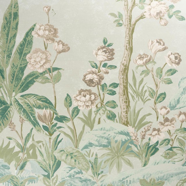 Schumacher Schumacher Charlotte's Garden Panel Set In Celadon For Sale - Image 4 of 7