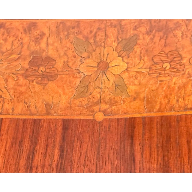 Brown Mid-20th Century Louis XV Style Burl Marquetry Coffee Table With Gilt Ormolu Mounts For Sale - Image 8 of 9