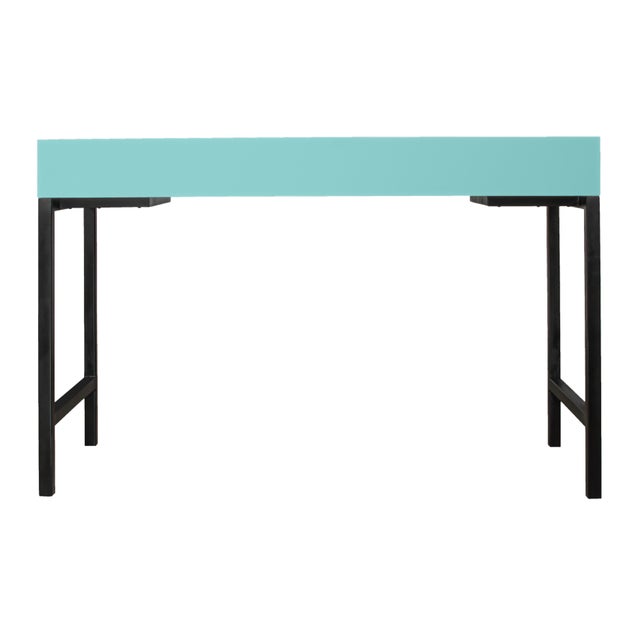 Maple Writing Desk - Turquoise For Sale In West Palm - Image 6 of 7