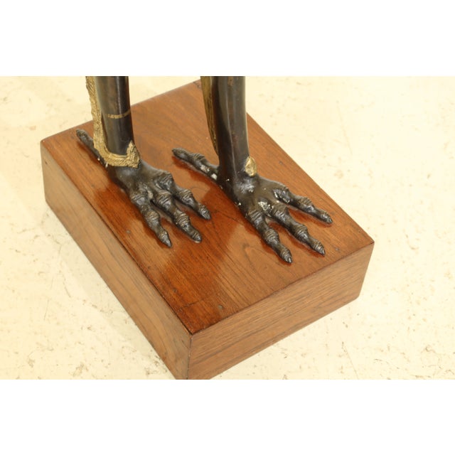 Traditional Bronze Water Goddess or Tibetan Statue on Wood Base For Sale - Image 3 of 12