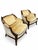 Wood Vintage Hollywood Regency Gold Damask Barrel Lounge Chairs — Pair For Sale - Image 7 of 12