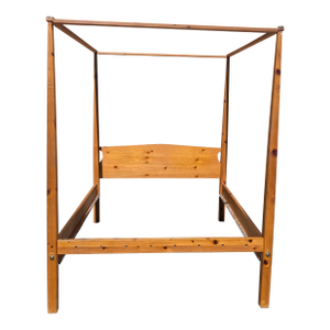 Mid 20th Century American Colonial Style Pine Pencil Post 4 Poster Full Canopy Bed