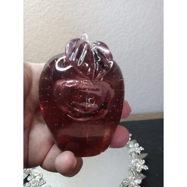 Signed Maxwell Crystal Tiffin Amethyst Sommerso Apple Paperweight The product is a rare and sought-after signed Maxwell...