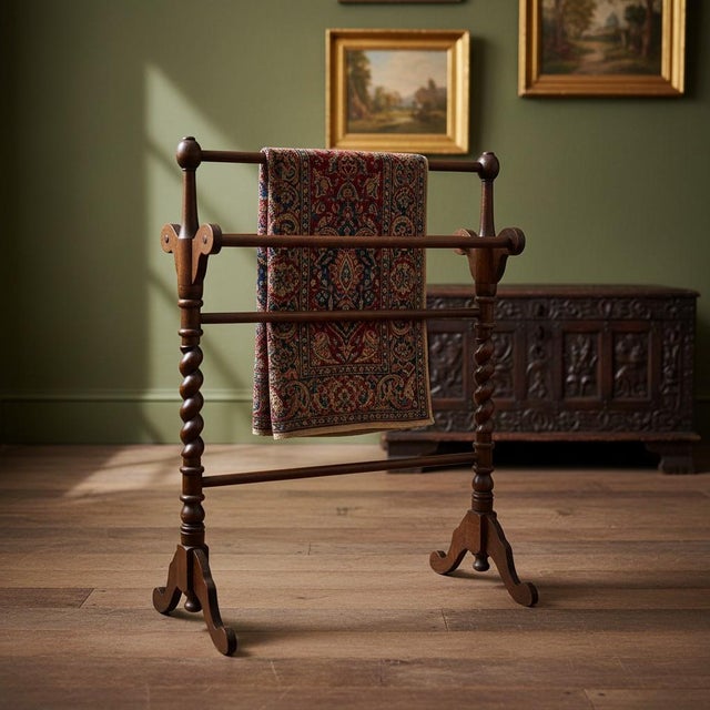 Antique Victorian Walnut Towel Quilt Rack-Barley Twist-English-19th Century-Wood For Sale - Image 10 of 11