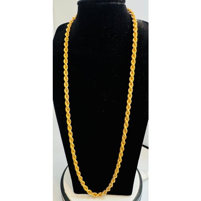 Modern Vintage 14 Karat Yellow Gold 49.2 Gm, Rope Chain, 3.3 Mm Necklace, 36 " Long For Sale - Image 3 of 8