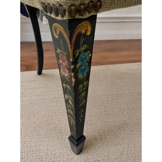 Vintage Hand-Painted Neoclassical Plume Back Side Chair, Newly Reupholstered For Sale - Image 9 of 12