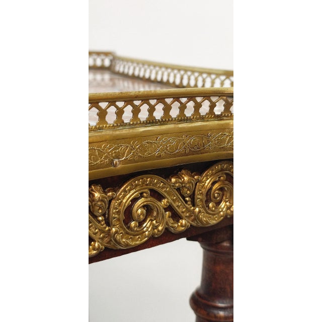 Wood, Brass and Marble Side Table, France, 1940s For Sale - Image 13 of 16