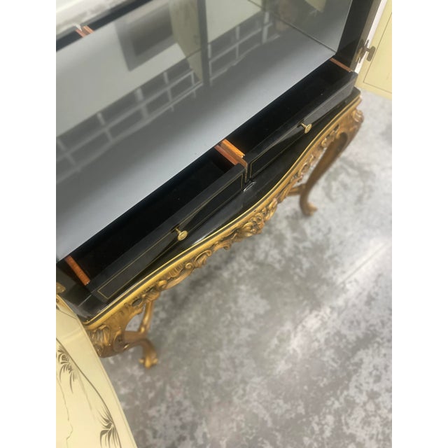 19th Century Petite Rococo Style Asian Dry Bar Chinoiserie Hand Painted Cocktail and Liquor Cabinet From Saint-Malo France Estate For Sale - Image 9 of 13