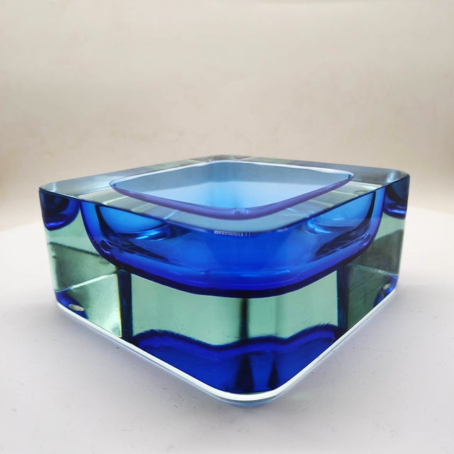 Large Square Handcrafted Ashtray or Catchall in Murano Glass, Italy, 1960s For Sale - Image 4 of 9