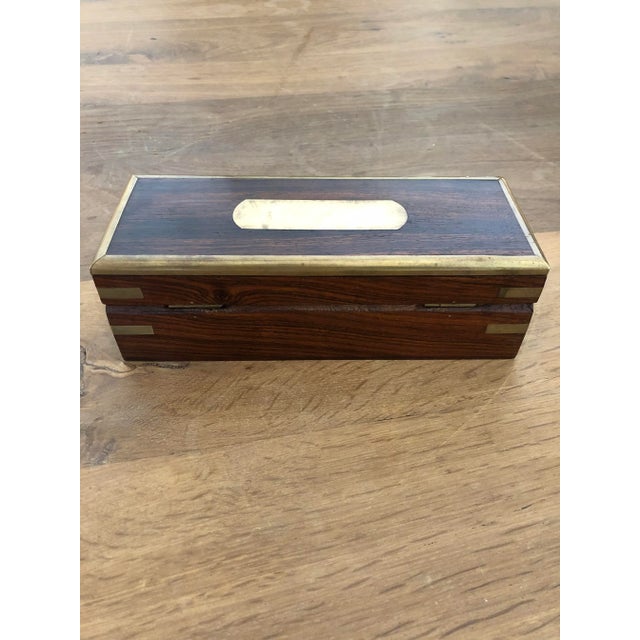 19th Century Antique, Victorian Rosewood Box With Brass Details For Sale - Image 9 of 12
