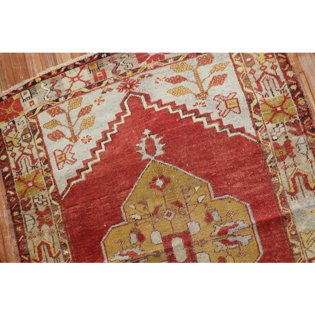 Mid 20th Century Traditional Red Vintage Turkish Oushak - 3'8" x 4'11" For Sale - Image 5 of 6