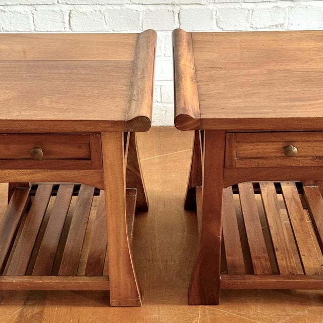 Scroll-Top Nightstands in Indian Rosewood, Set of 2 For Sale - Image 5 of 11