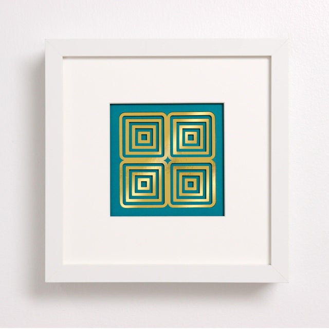 Abstract Royal Malachite by Daria Aksenova | Hand cut, suspended, layered coloured paper geometric patterns For Sale - Image 3 of 5