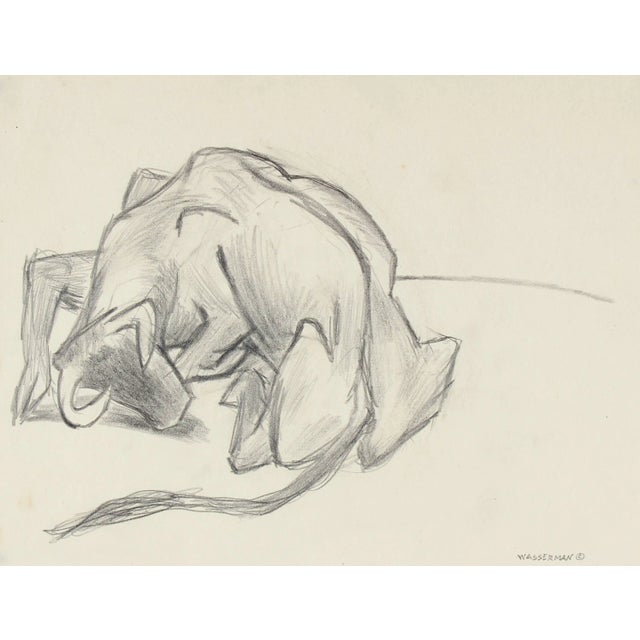 Gerald Wasserman "Mexican Bull" Drawing in Graphite, Circa 1947 For Sale