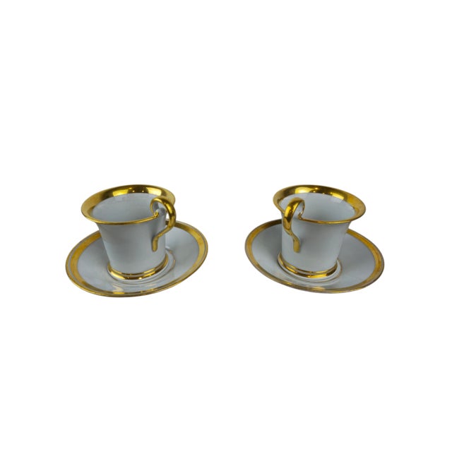 Biedermeier Cups with Gilt Decorations and Floral Painting, Set of 4 For Sale - Image 3 of 8
