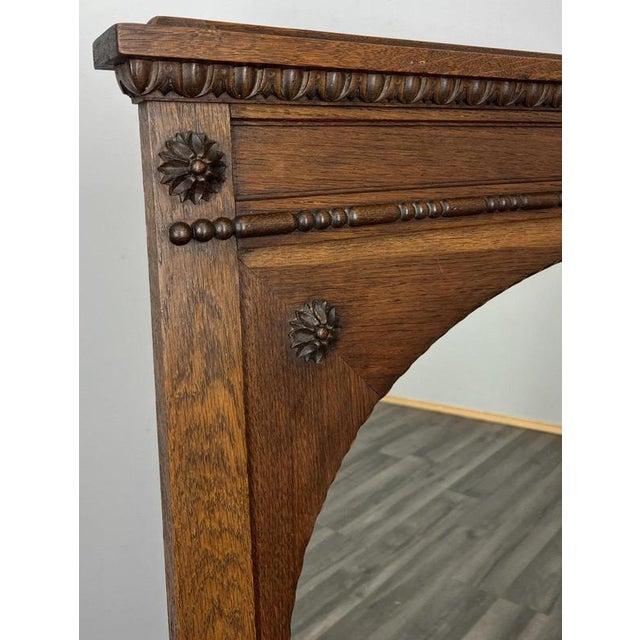 Vintage French Style Carved Oak Wall Mirror For Sale - Image 6 of 10