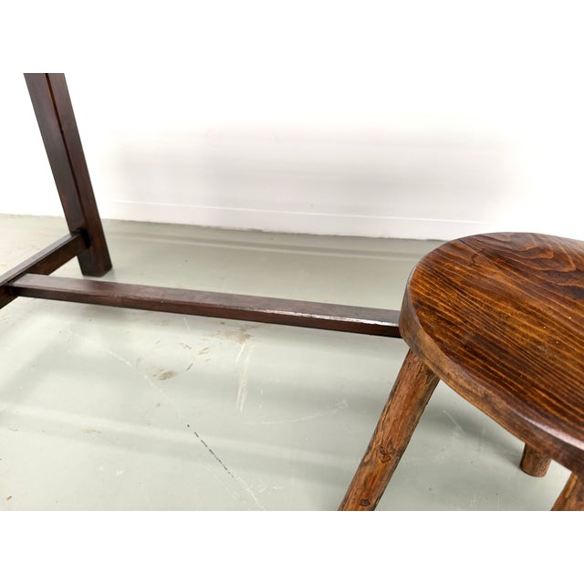 Brown Pine Worktable with Grooved Top and Satin Brown Finish, 1960s For Sale - Image 8 of 18