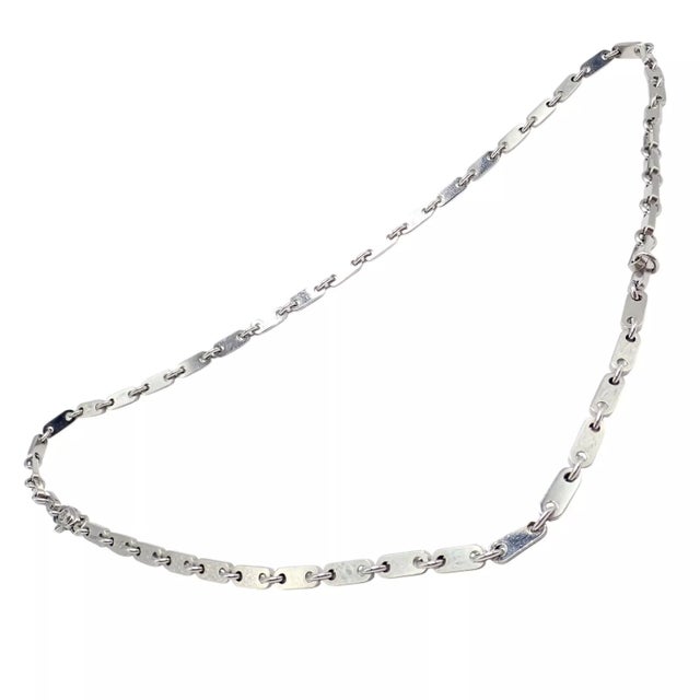 Silver 1990s Vintage Cartier White Gold Flat Link Necklace For Sale - Image 8 of 11