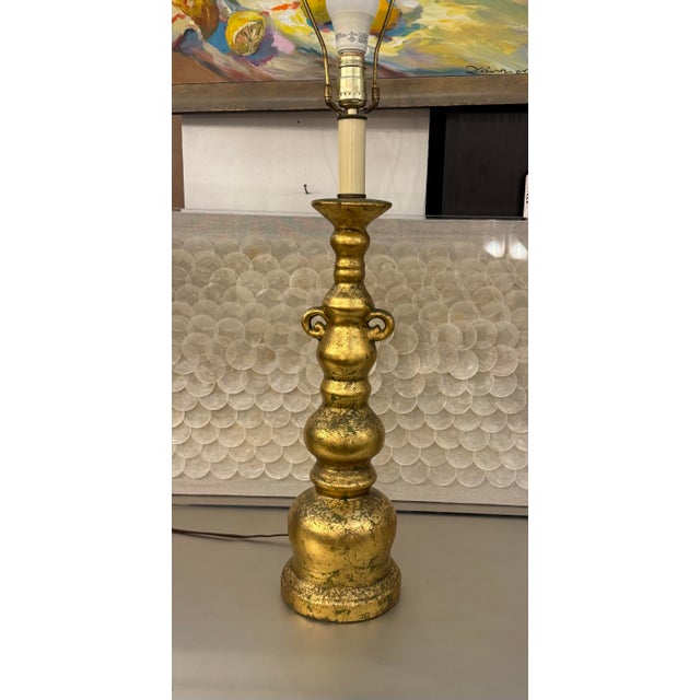 Brass Gilded Balustrade Table Lamp, Vintage For Sale - Image 8 of 12