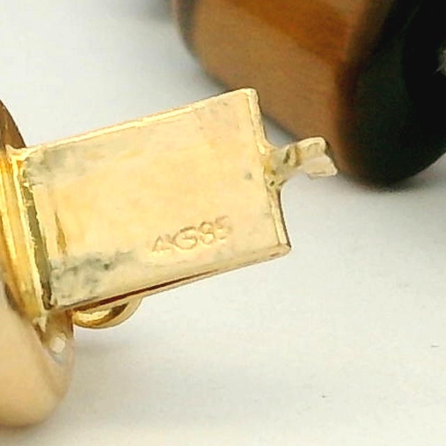 1980s Italian 14k Gold Tiger’s Eye Diamond Sautoir Necklace For Sale - Image 9 of 15