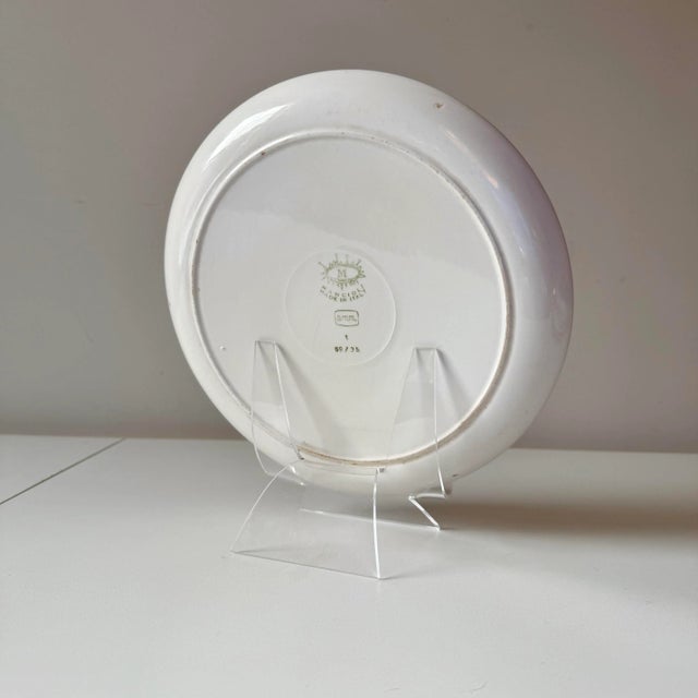 Mid 20th Century Mid 20th Century Manioli Italy Hand Painted Geranium Large Floral Plate For Sale - Image 5 of 5