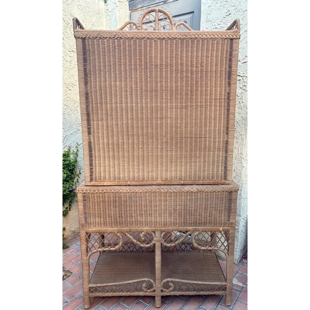 Late 20th Century Ralph Lauren Safari Wicker Two Part Highboy or High Chest For Sale - Image 10 of 15
