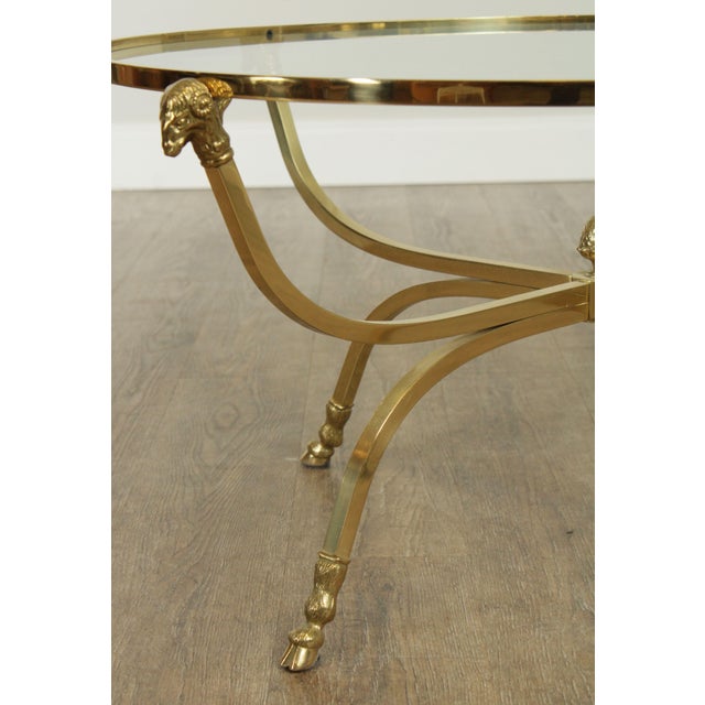 Directoire Style Vintage Brass Round Glass Top Rams Head Hoof Foot