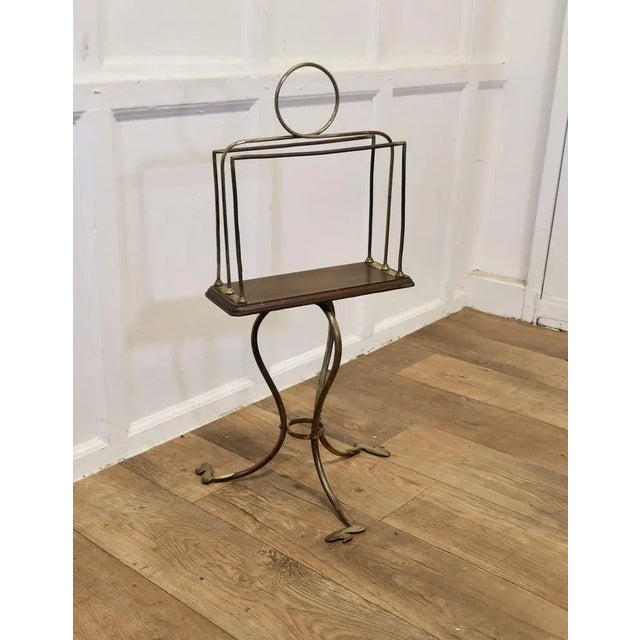 Victorian Golden Oak and Brass Revolving Magazine Rack For Sale - Image 3 of 9