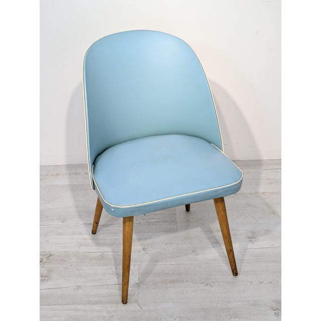 Vintage Blue Leather Armchair, 1950s For Sale - Image 6 of 14
