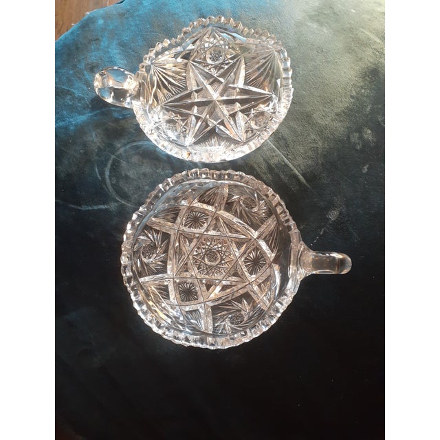 Glass Pair of 1920s American Brilliant Cut Glass Nappy Dish Set For Sale - Image 7 of 8