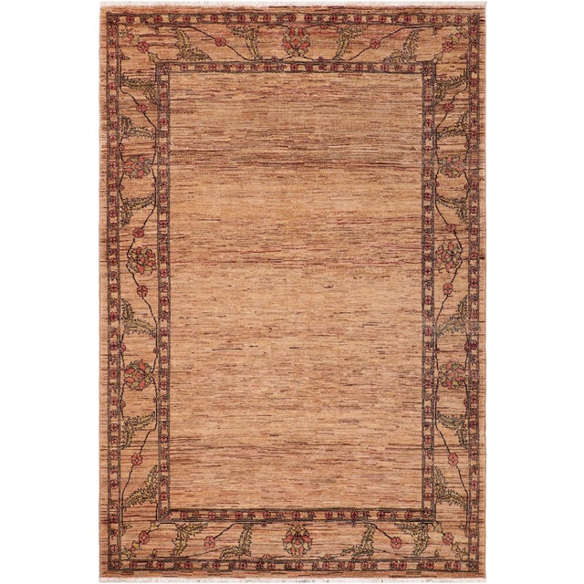 Shabby Chic Gabbeh Beige/Rust Wool Rug - 6'3'' X 7'9'' For Sale - Image 9 of 10